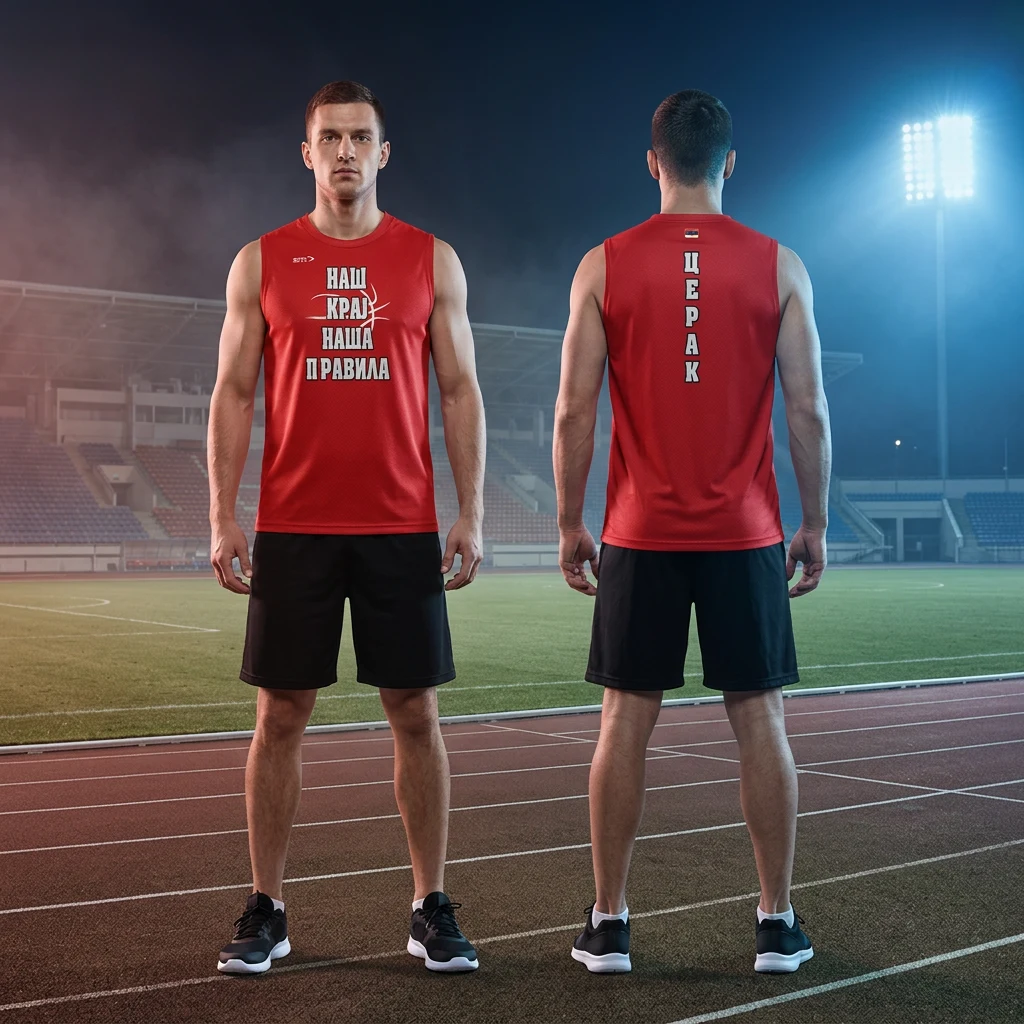 Duks ili majica Sportex po meri kluba — model 3, prednji i zadnji prikaz na sportistima
