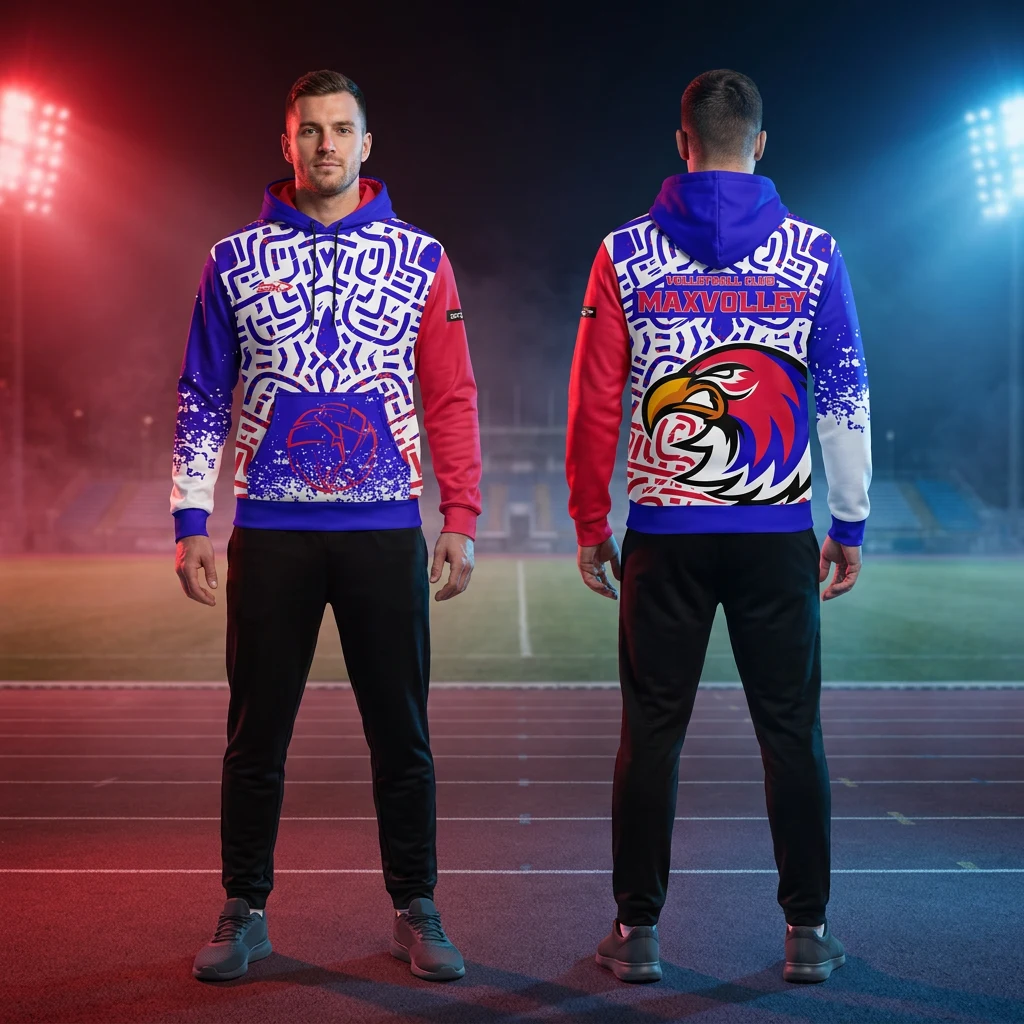 Duks ili majica Sportex po meri kluba — model 39, prednji i zadnji prikaz na sportistima