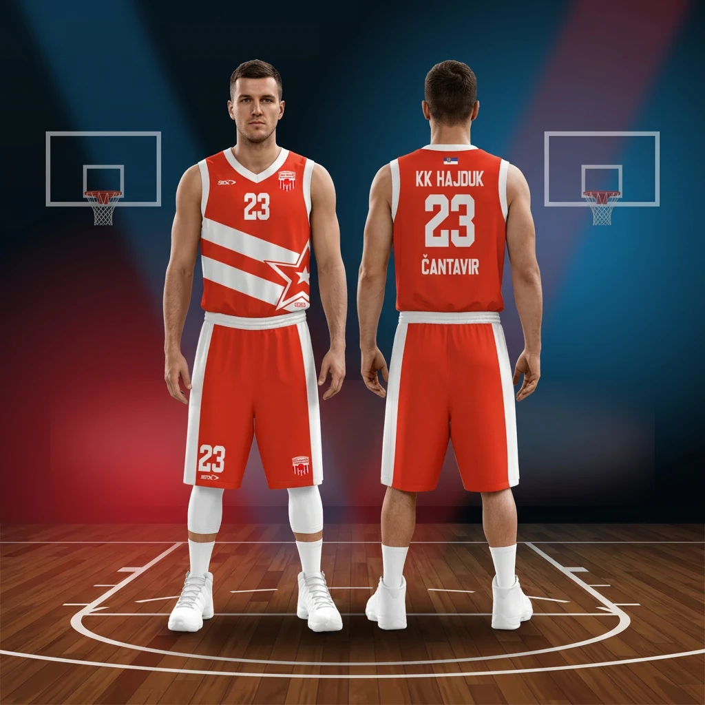 Košarkaški dres i šorc Sportex — model 8, klupski komplet, prednji i zadnji prikaz na košarkašima