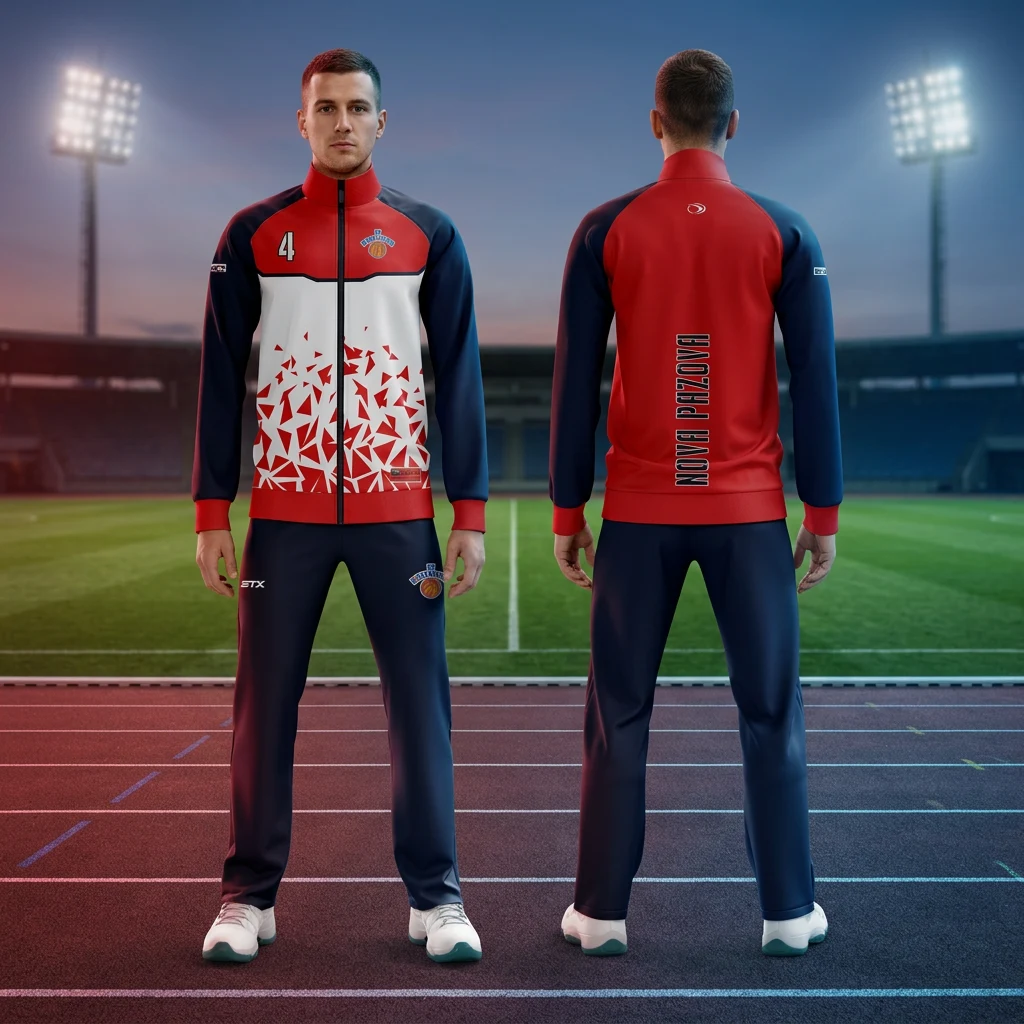 Sportska trenerka Sportex po meri kluba — model 32, prednji i zadnji prikaz na sportistima