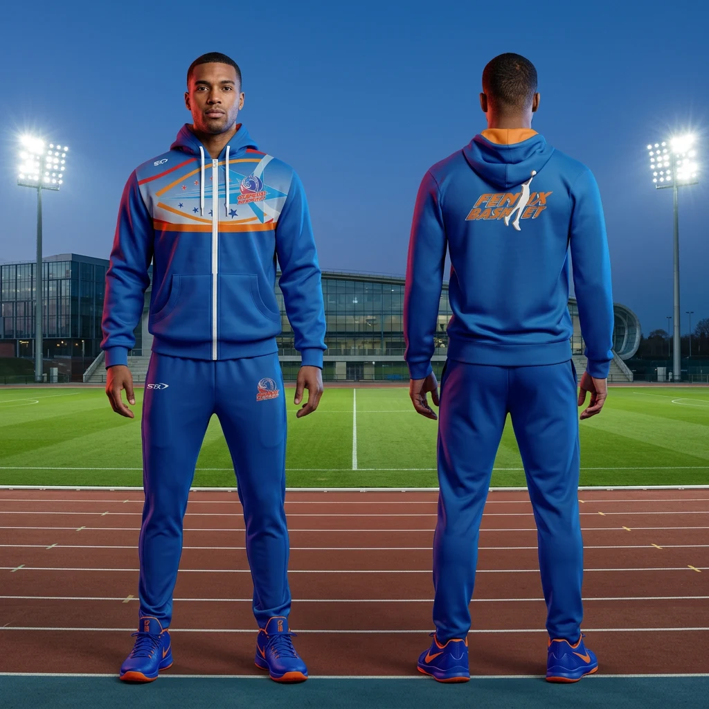 Sportska trenerka Sportex po meri kluba — model 42, prednji i zadnji prikaz na sportistima